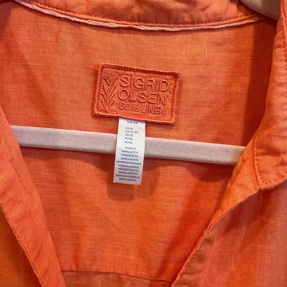 Sigrid Olsen Linen Blend Button-Down Shirt Tunic Top Roll Tab Sleeves Sz XL - Picture 9 of 11